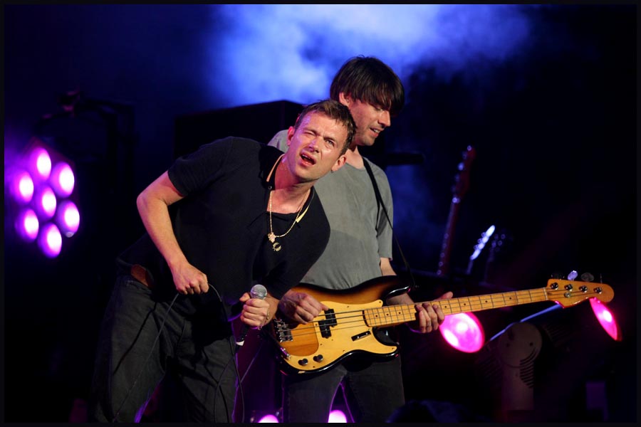  Blur headline the Sunday night slot on the Pyramid Stage at the 2009 Glastonbury Festival.