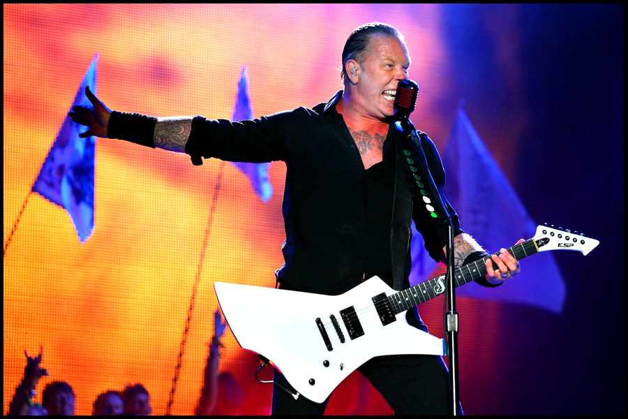 James Hetfileld (Lead singer & guitar) with Metallica, headline the 2014 Glastonbury Festival.