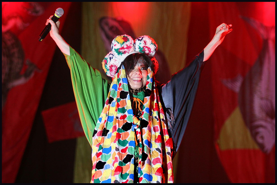 Bjork headlines The Other Stage at the 2007 Glastonbury Festival.