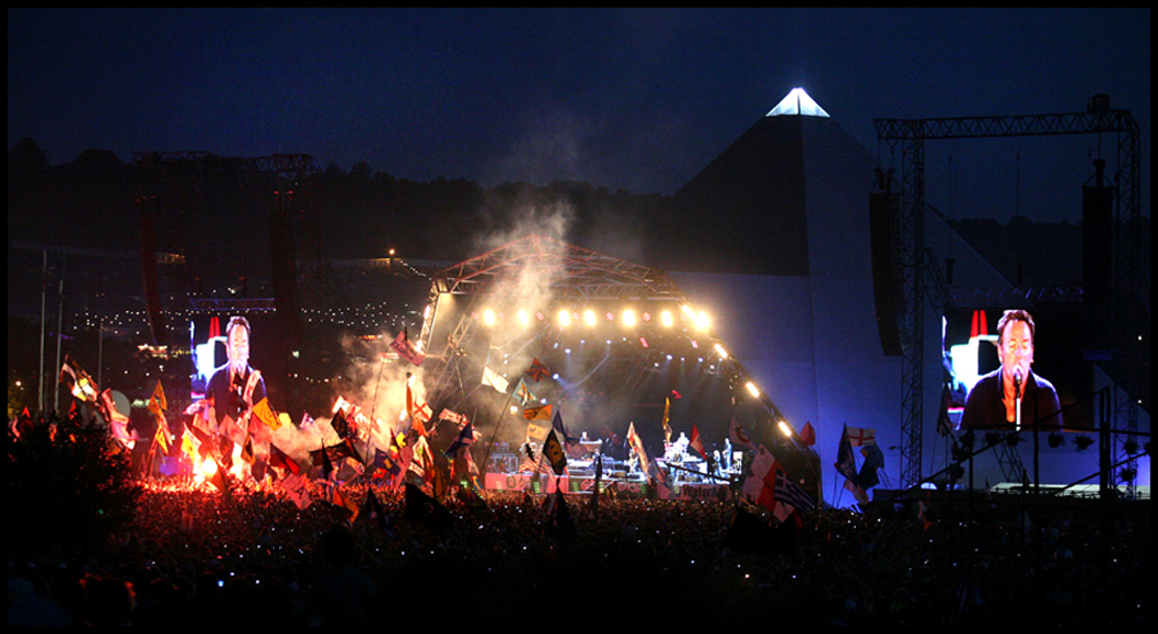Headliner Bruce Springsteen rocks the crowd at the 2009 Glastonbury Festival.