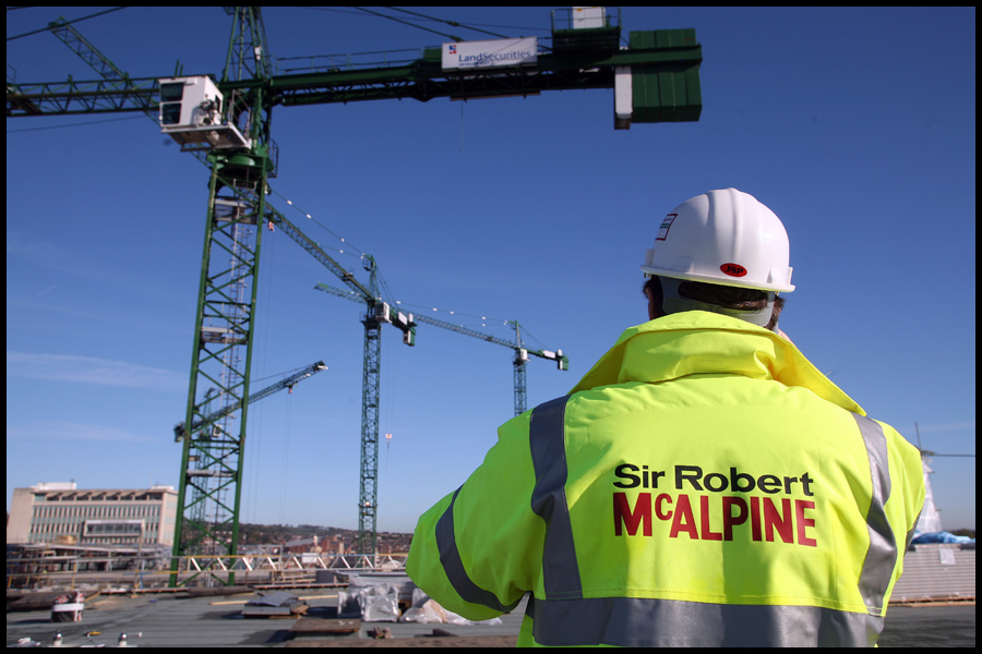 Construction work starts on the Princesshay Development, Exeter, Devon.CLIENT: Sir Robert McAlpine