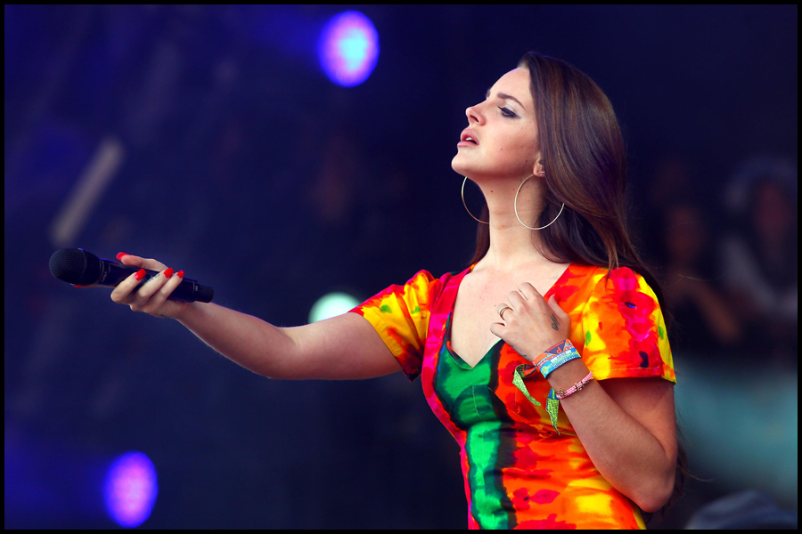 Lana Del Rey performs on the Pyramid Stage at the 2014 Glastonbury Festival.