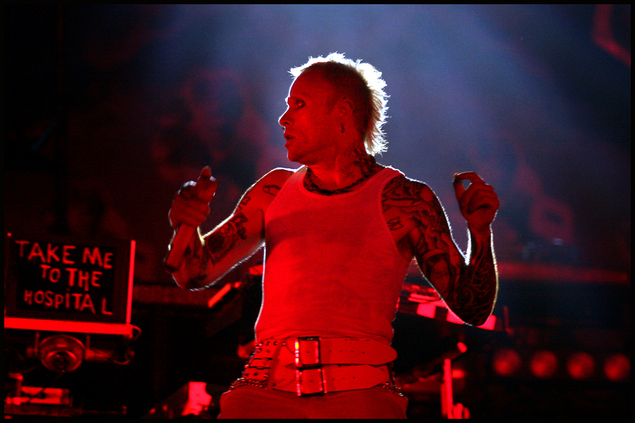 Keith Flint from The Prodigy headline the Other Stage at The 2009 Glastonbury Festival.