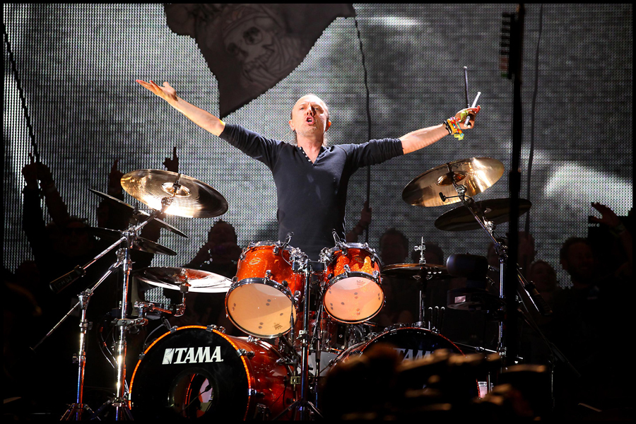 Lars Ulrich (Drums) with Metallica, headline the 2014 Glastonbury Festival.