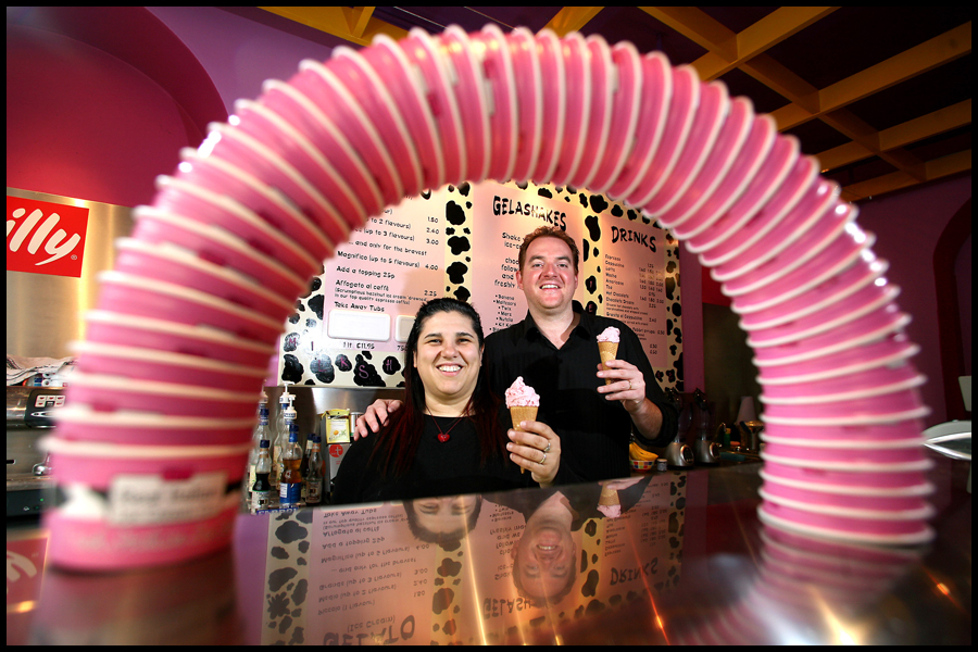 Tim Coffey & Francesca Addabbo at The Real Italian Ice Cream Company in Bath. CLIENT: Armada Finance.