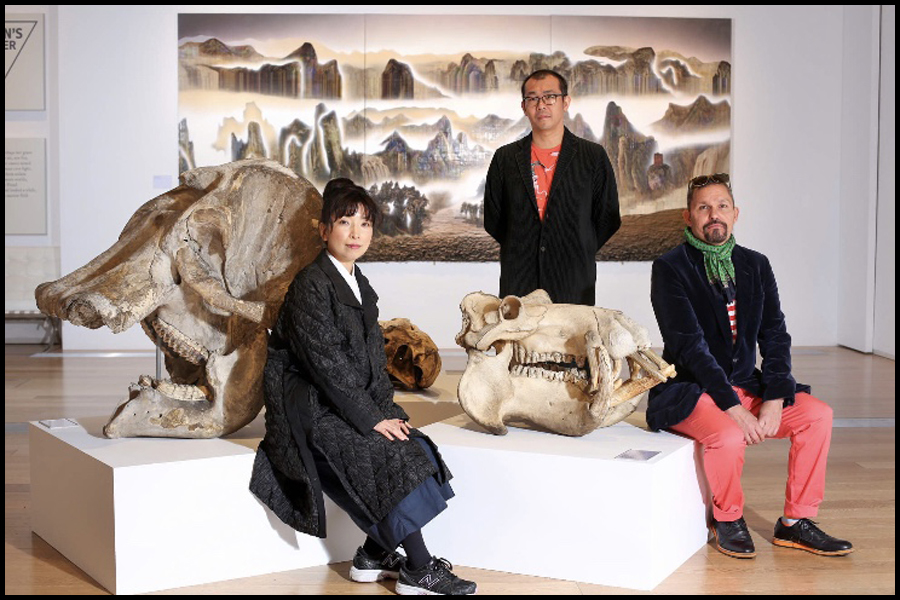 Artists pictured at RAMM Exeter for a preview of the Into the Wild Abyss exhibition.